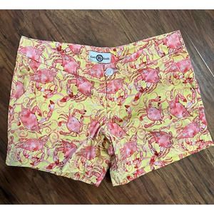 Kaeli Smith Shorts Yellow with Cute Crab Print Size 8 Beach Summer